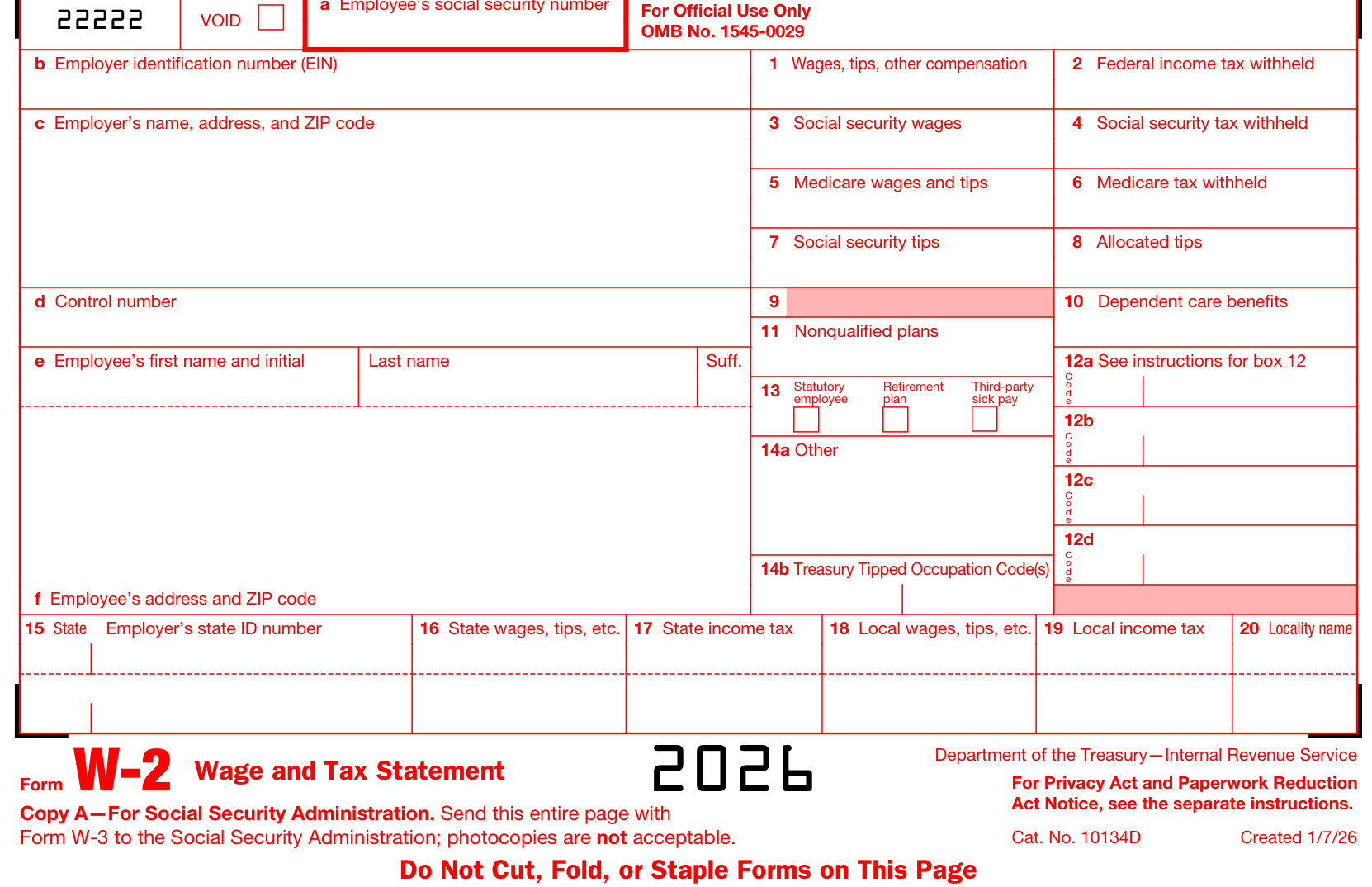 IRS Form W-2 (official IRS form)
